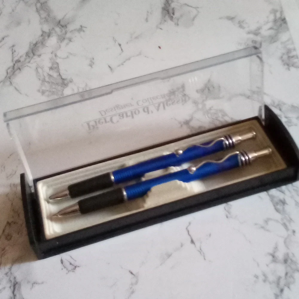 VINATGE PIERCARLO D’ ALESSIO DESIGNER COLLECTION BLUE PEN AND PENCIL SET NEW